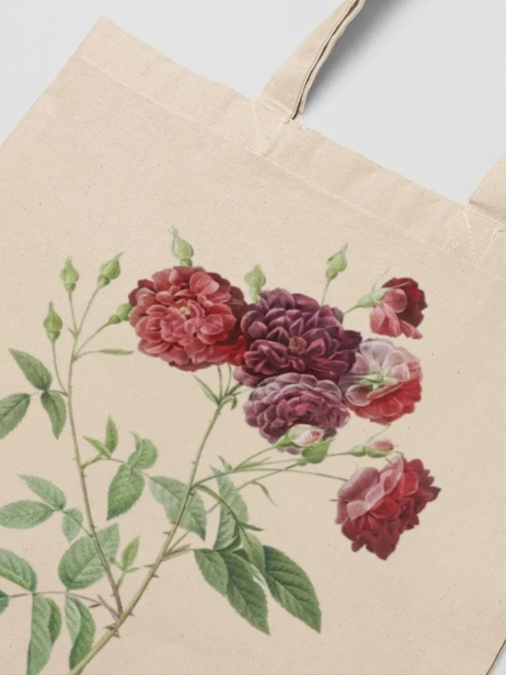 Ternaux Rose Vintage Floral Print Graphic Canvas Tote Bag